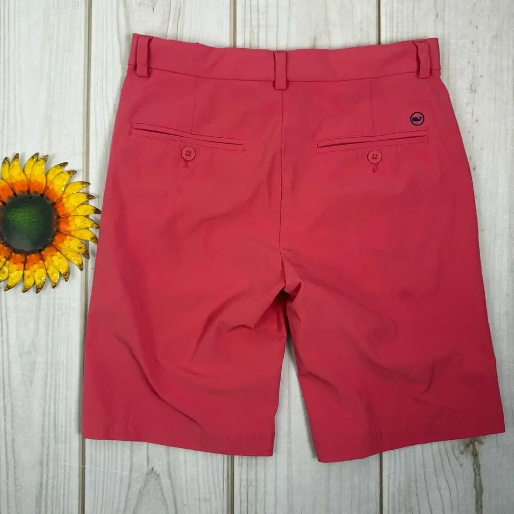 Vineyard Vines Performance Shorts Boys 14 Pinkish Red 9 Inch Inseam‎ Golf Active